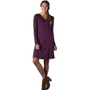 Toad&Co Horny Toad Long Sleeve Faux Wrap Knit Dark Purple Finlay Dress small